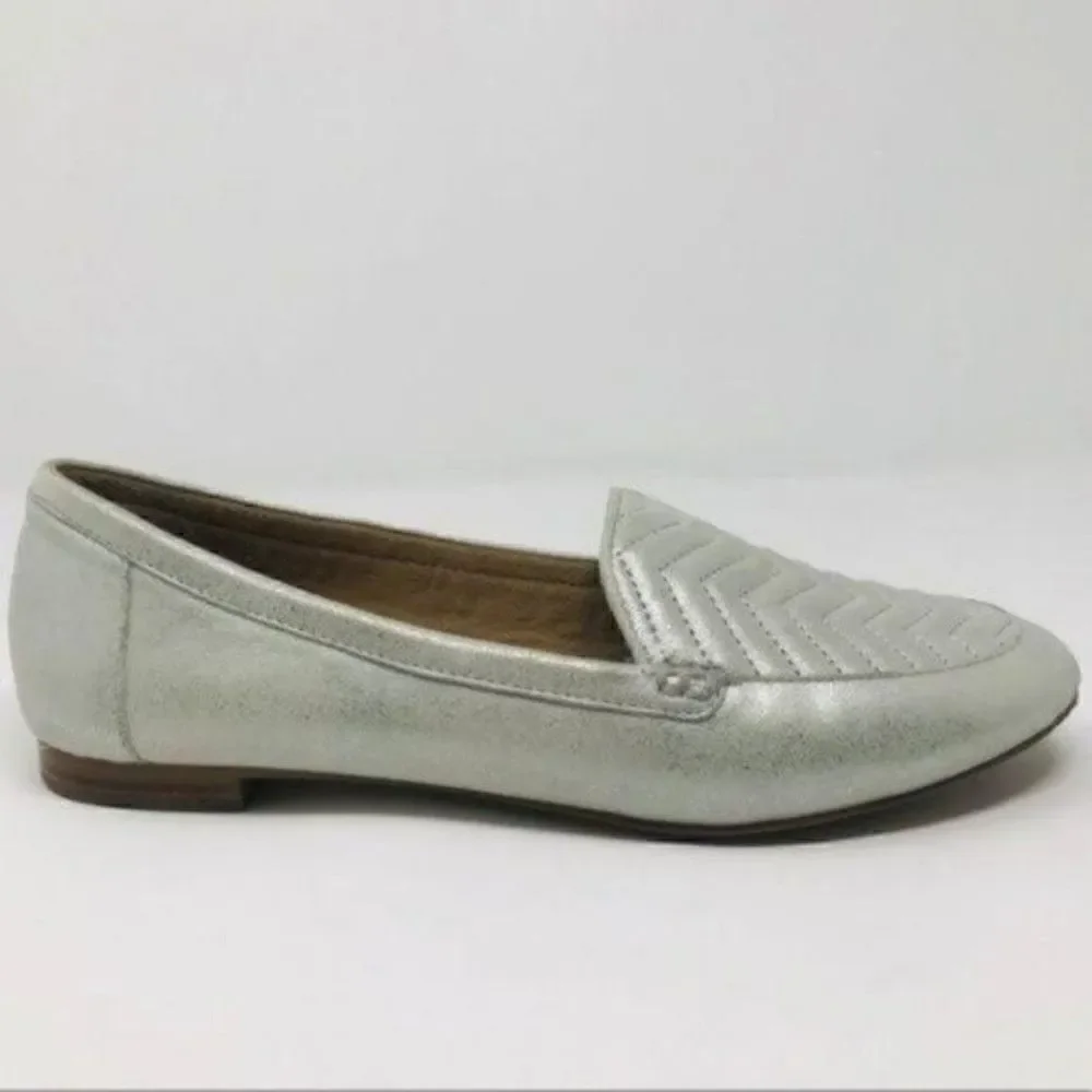 Talbots womans metallic silver suede slip on slipper 6M BoxB